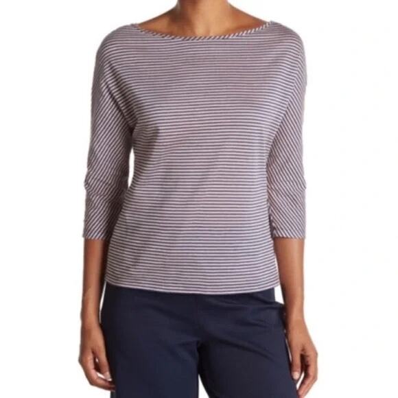 ST. JOHN Collection Striped Linen Blend Jersey Top size XS - Picture 1 of 6